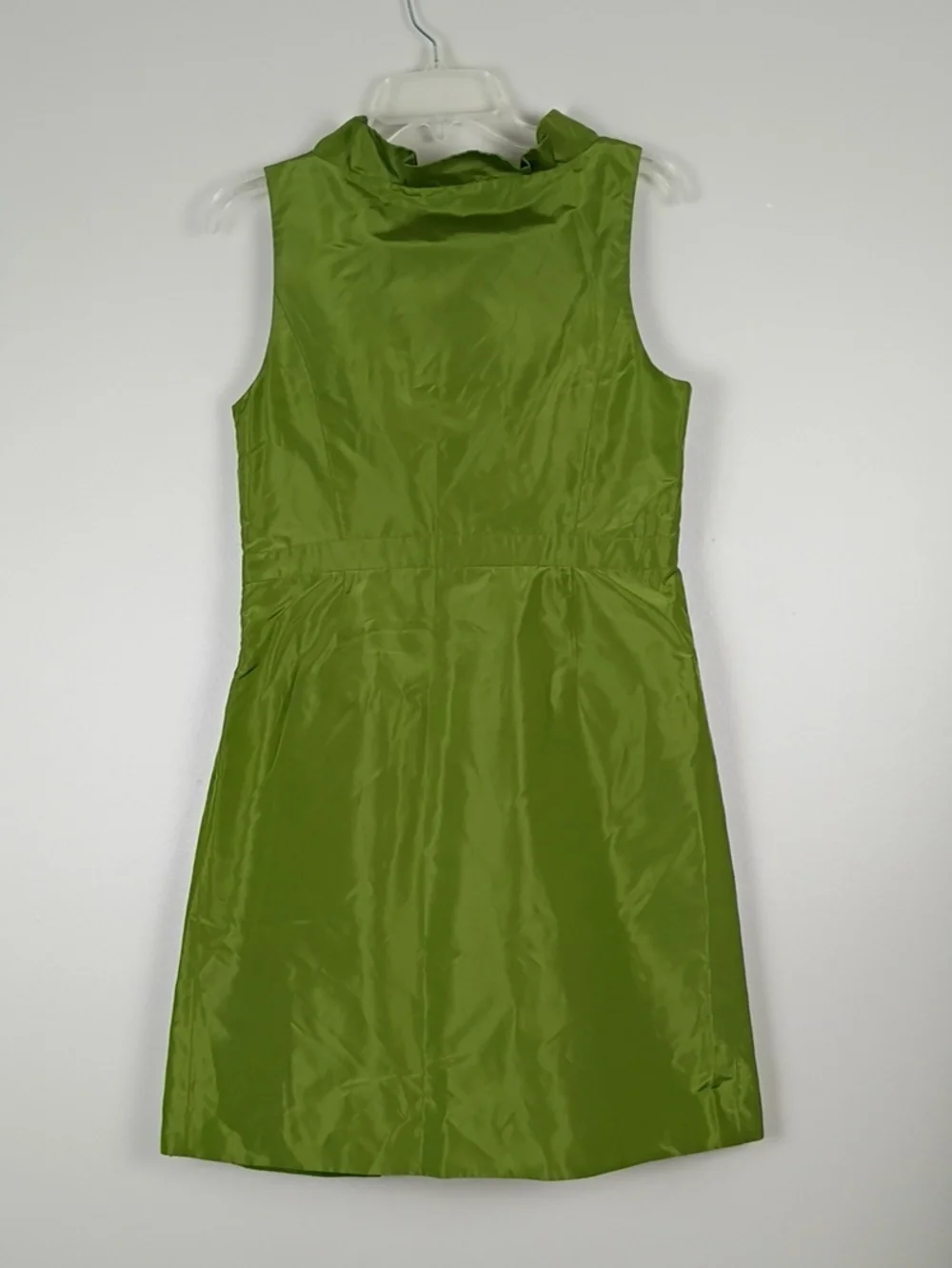 J. Crew Olive Green Silk Faux Wrap Dress NEW Ruffle Wedding Guest Cocktail 10